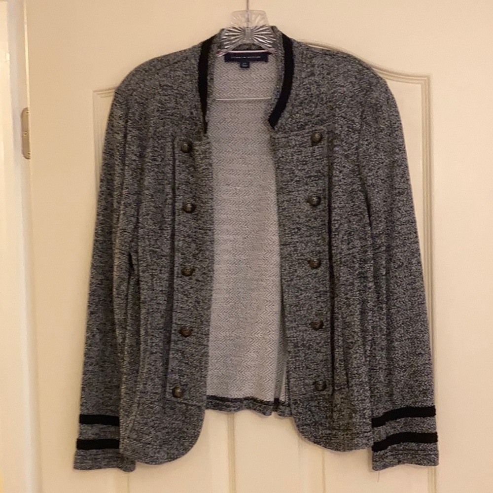 Military style jacket by Tommy Hilfiger size large. Grey with black accents
